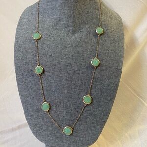 Gold-Tone & Raw Cut Aventurine Mandela Station Necklace